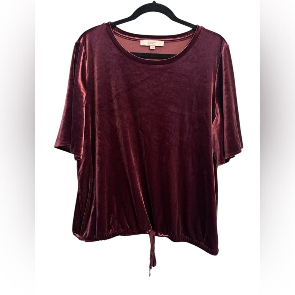 Loft burgundy velour tie bottom shirt - size large.